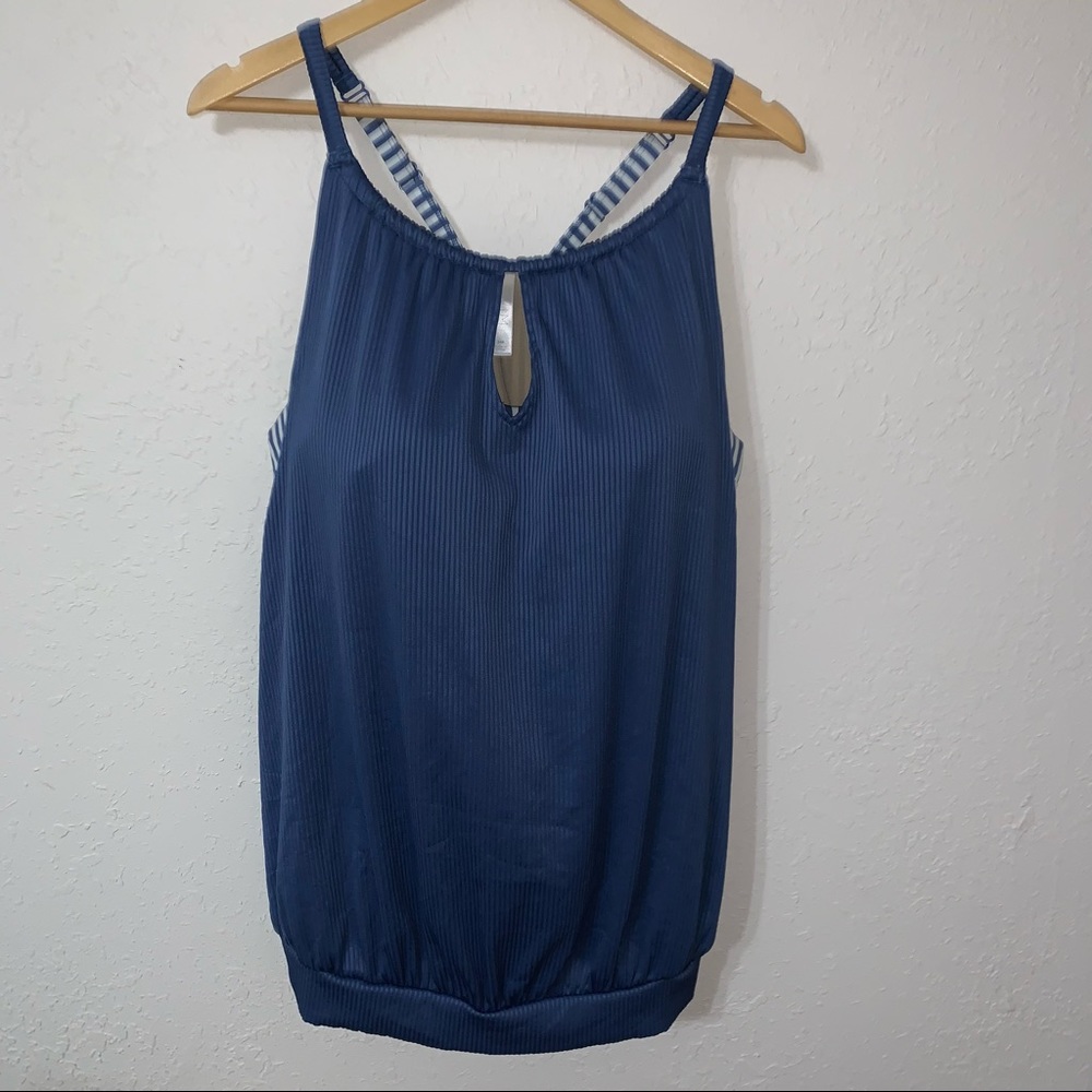 Swim by Cacique Blue Tankini with Builtin Bra Top